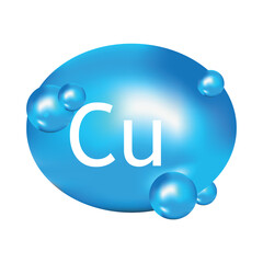 Mineral Cu blue shining pill capsule icon. Substance For Beauty. Cu Mineral Complex.