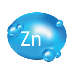 Mineral Zn blue shining pill capsule icon. Substance For Beauty.Zn Mineral Complex.