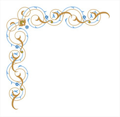 Traditional arabic floral border (arabesque) isolated on white. Design element for corner decoration. Vector illustration.