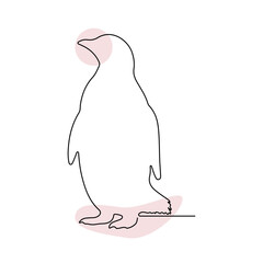 Penguin continuous line art. Cute penguin hand drawing single line art