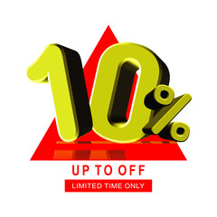 Discount yellow numbers with red triangle for promotions