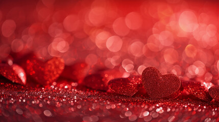 Magical Valentine's Day Love Wallpaper with Red Hearts and Bokeh
