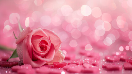 Enchanting Pink Gradation for Valentine's with Bokeh Hearts
