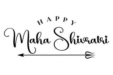 Maha shivratri lettering design with lord shiva trishul vector illustration.
