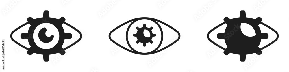Aufkleber cybernetic eye gear vector. set of icons of adaptive artificial intelligence. research view vector. 