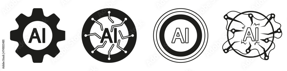 Aufkleber artificial intelligence set of vector logos. artificial intelligence processor. set of ai web icons.