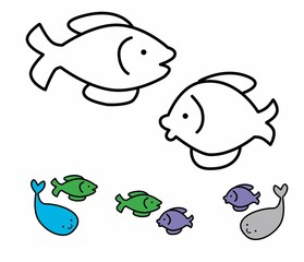 set of fish for coloring 