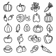 fruits and vegetables icons set