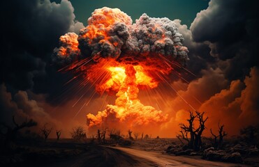 Apocalyptic Nuclear Explosion Artistic Illustration