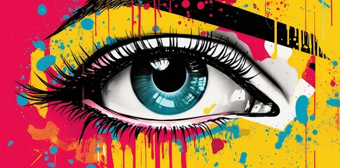 Vibrant Artistic Eye with Color Splashes