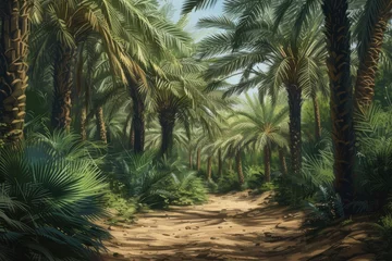 Poster lush and prosperous Arabic date palm farm © SaroStock