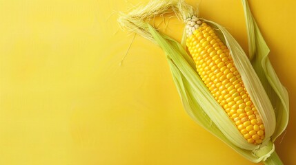 one corn and Yellow Background