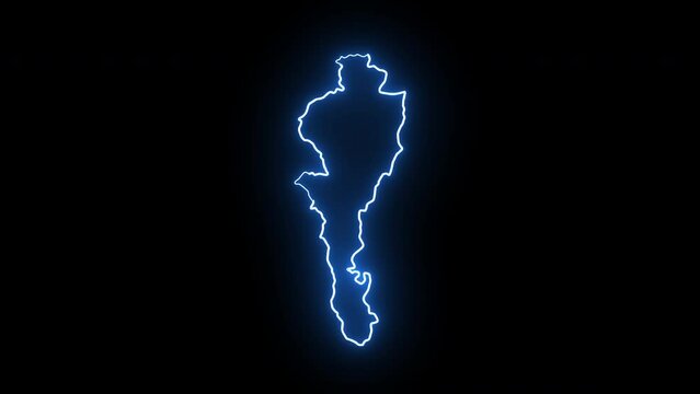 map of Valledupar in colombia with glowing neon effect