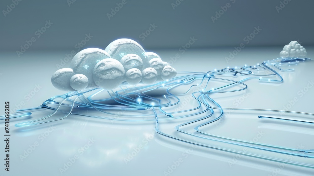 Poster cloud computing design aesthetics - aesthetic design of cloud computing concept with flowing lines a