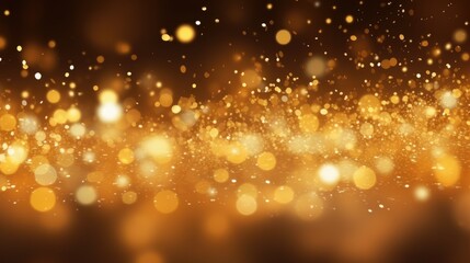 Fototapeta na wymiar Golden Glitter Falling Beautiful Night Background with Magic Light. Luxurious Sparkling Gold