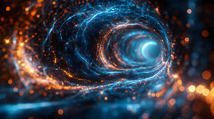 abstract background with space,
Time bending around a cosmic singularity distortin 00644 00