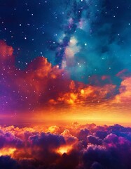 Abstract colorful night sky banner