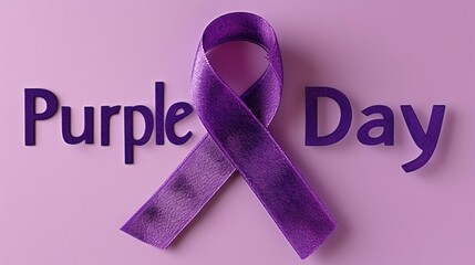 Epilepsy Awareness Day or Purple Day Banner. Disease Awareness Ribbon
