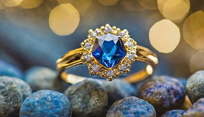 Beautiful gold ring with a blue gemstone