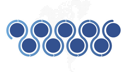 9 nine elements connected circular horizontal scheme 