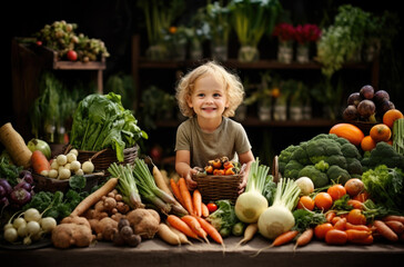 An image of a nice little girl in the kitchen-garden