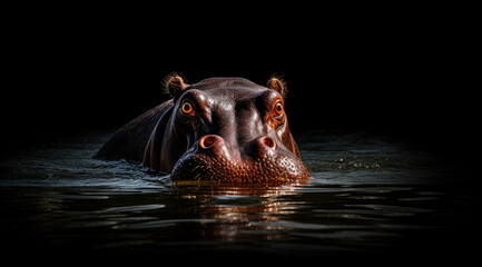 Fototapeta premium Common hippopotamus or hippo (Hippopotamus amphibius) showing aggression