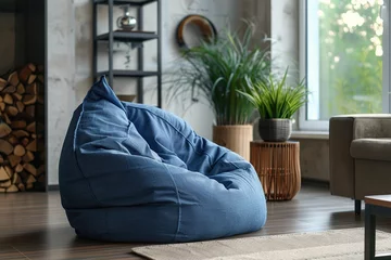 Foto op Canvas Soft enjoyable beanbag chair in modern living room interior © Alina