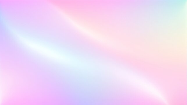 Hologram gradient background. Rainbow ombre in pastel colors. Iridescent pearl wallpaper design.