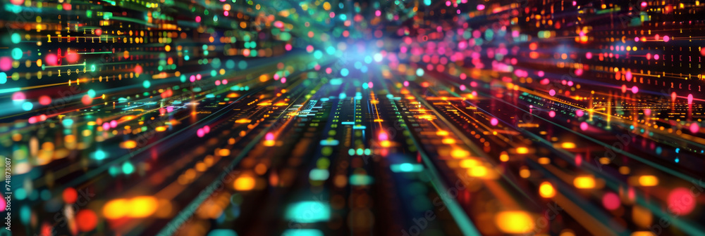 Aufkleber vivid data stream highway - an intense colorful representation of data travel in the digital space.