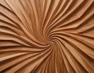 an indoor wall containing many wavy and shaped wood strips