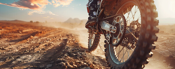 off-road motorcycle in the desert - obrazy, fototapety, plakaty