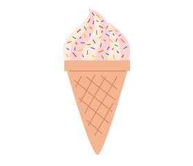 Ice cream with rainbow sprinkle. Symbol of LGBT pride community. Vector illustration in hand drawn style 