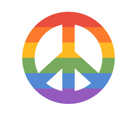 LGBT rainbow peace sign. Symbol of LGBTQ pride community. Vector illustration in hand drawn style