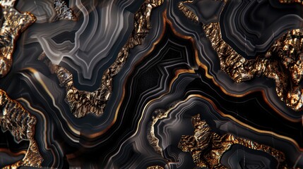 black agate texture, showcasing its intricate patterns and glossy surface in a mesmerizing display of elegance and sophistication. - obrazy, fototapety, plakaty