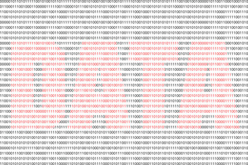 Vector illustration of red text of data made with digital bits of 0 and 1 s.