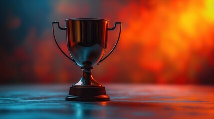 Trophy in Spotlight: A winner trophy is illuminated by a spotlight against a dark background, drawing attention to its significance and the accomplishment it represents  
