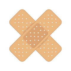 Medical plaster isolated on white background, wound plasterer or bandaged patch, vector adhesive health care object. Injury tape plaster flat design, Sticking plaster.First aid concept.