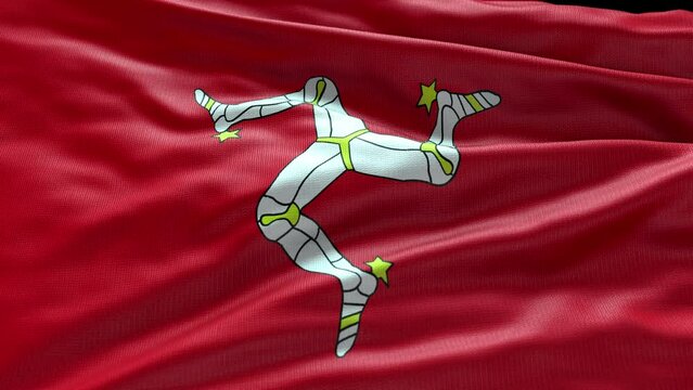 Isle flag waving in the wind. Realistic with highly detailed fabric