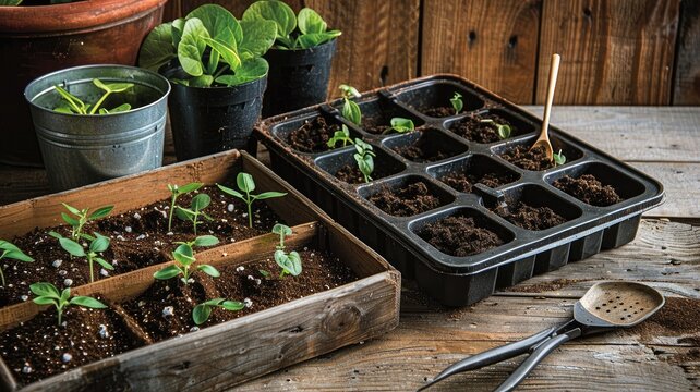 vegetable seeds with a mix of coco coir, peat, and perlite, showcasing the essential components of a healthy and fertile growing medium in a gardening setting.