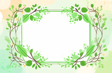 Painted abstract botanical frame with place for text
