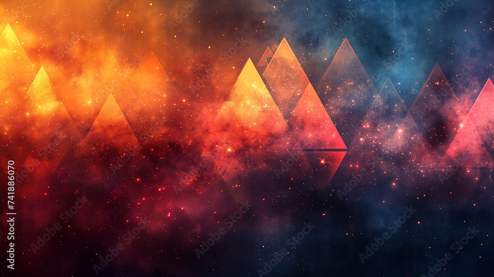 Poster vibrant geometric shapes form captivating abstract color patterns.