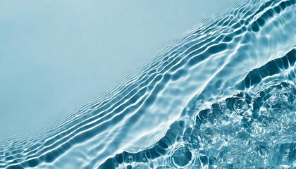 transparent blue clear water surface texture with ripples splashes and bubbles abstract summer...