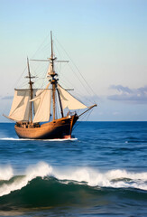 sailboat in the sea AI generated