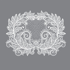lace flowers decoration element. Hand drawn vector lace leaves