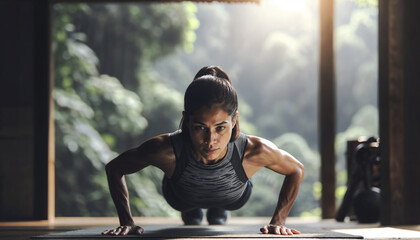 Mujer haciendo flexiones