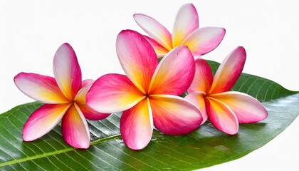 pink frangipani or plumeria tropical flowers isolated png file