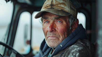 Tired male truck driver