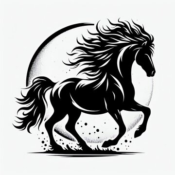 black and white wild horse