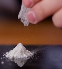 Drug addict businessman in the office