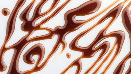 chocolate syrup surface on white background